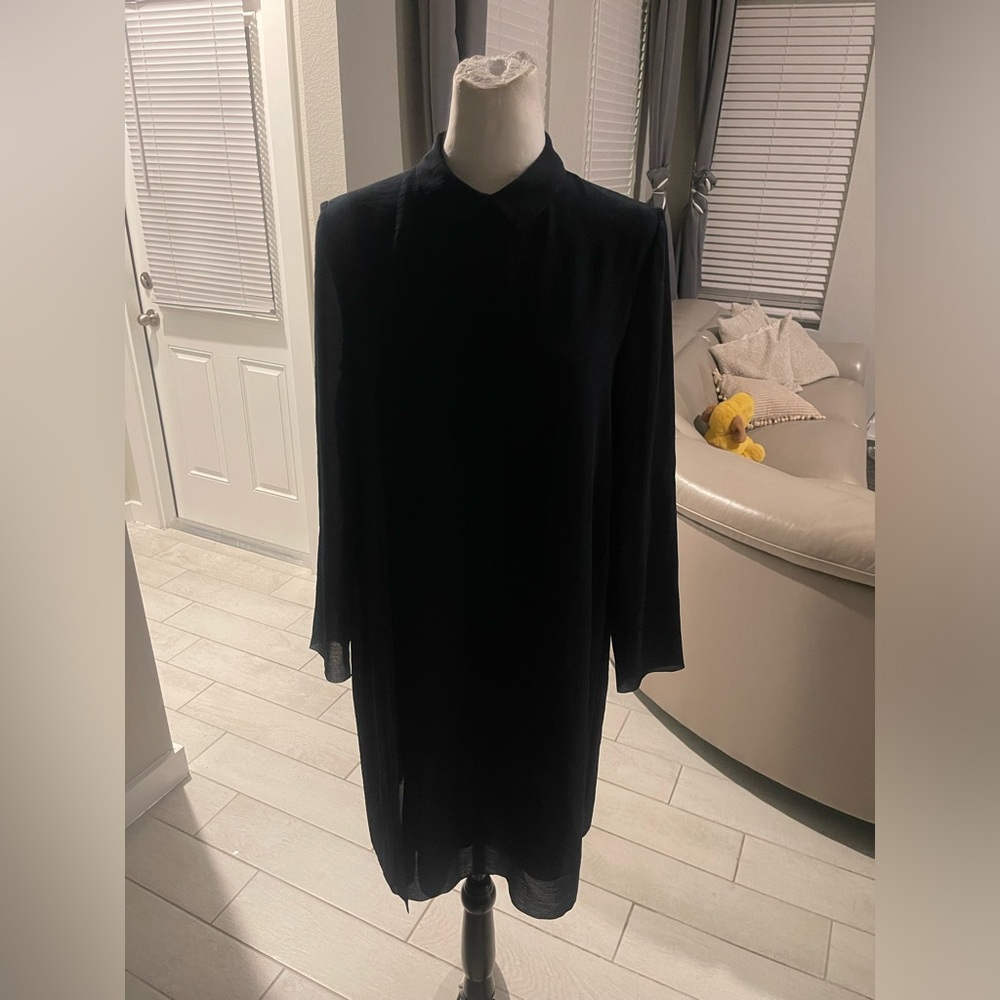 COS women collar layered semi sheer dress US 8